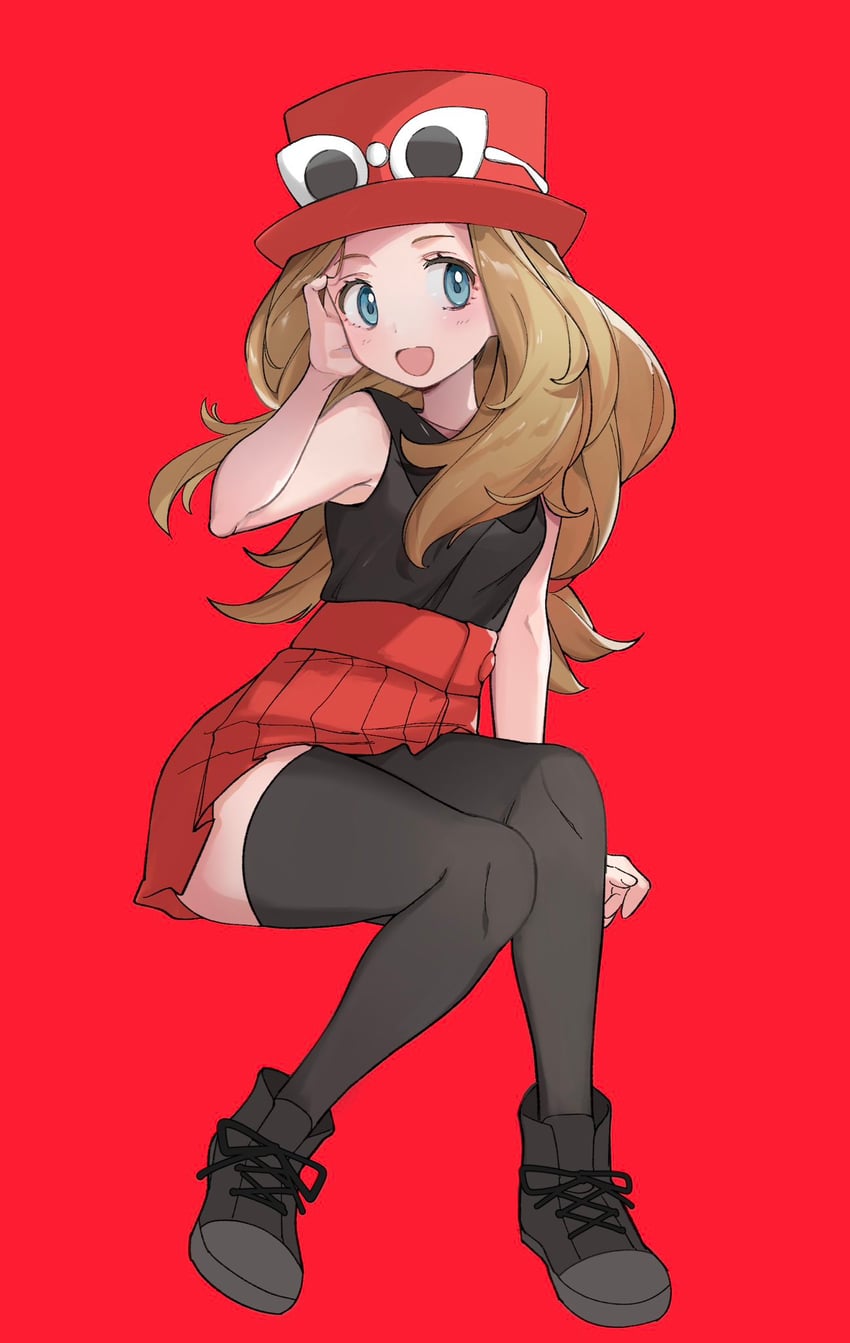 serena (pokemon and 1 more) drawn by milky_tea