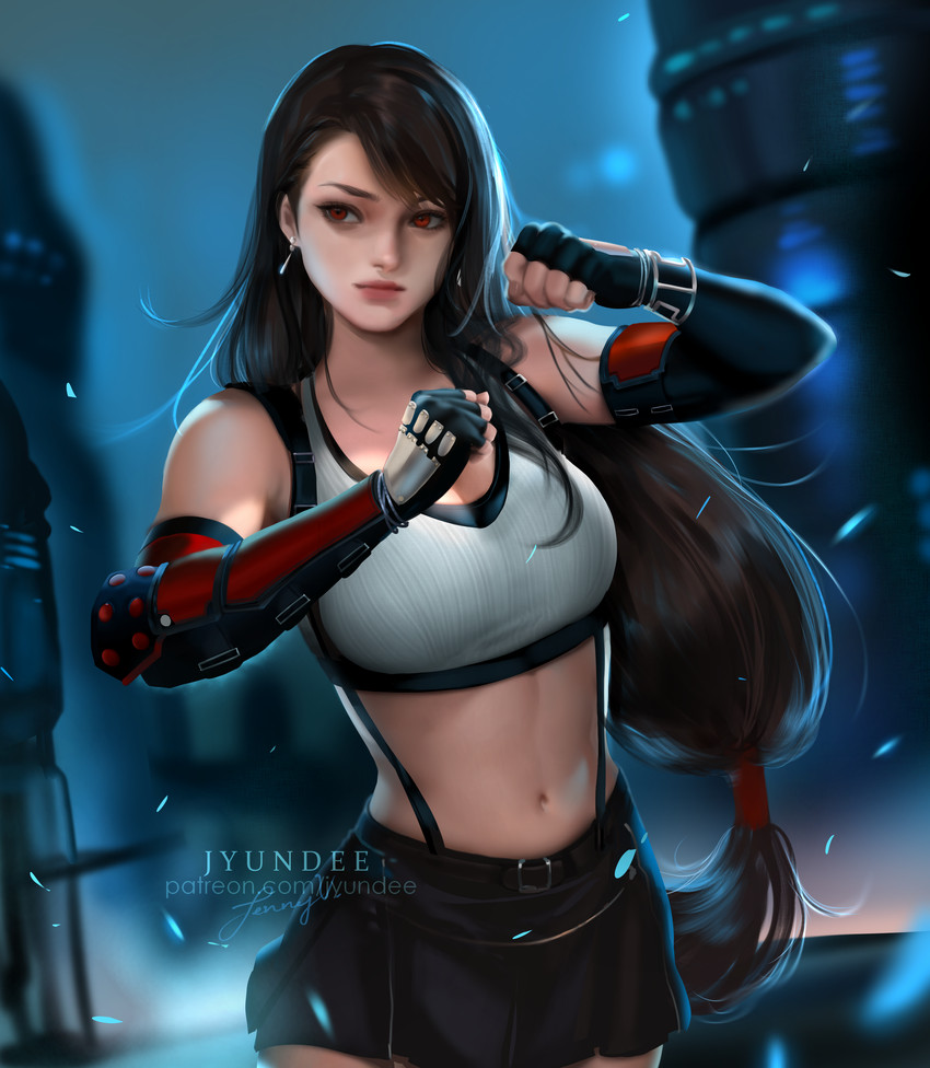 tifa lockhart (final fantasy and 2 more) drawn by jyundee