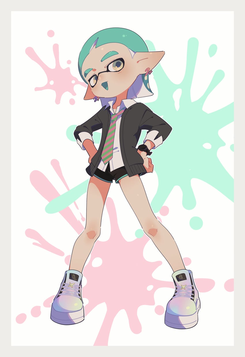 inkling player character and inkling boy (splatoon) drawn by surume01417