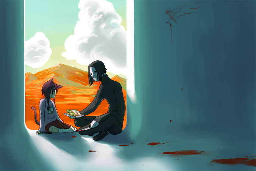 madotsuki and sekomumasada sensei (yume nikki) drawn by ymd_(artist)