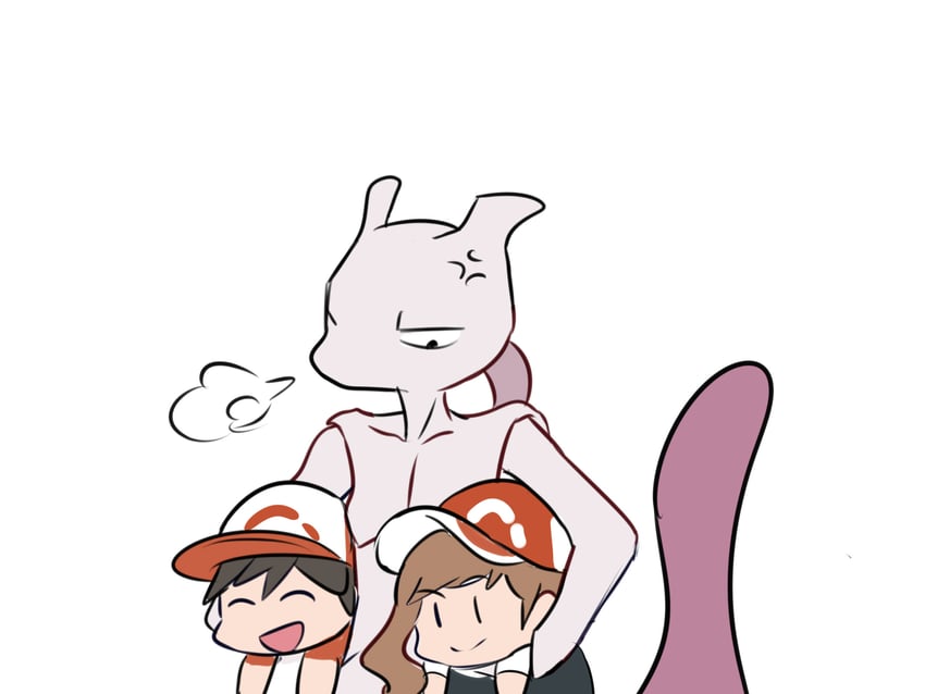 mewtwo, elaine, and chase (pokemon and 1 more) drawn by rainyazurehoodie