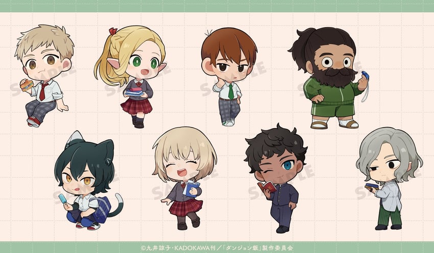 marcille donato, laios touden, senshi, mithrun, kabru, and 2 more (dungeon meshi) drawn by shippo0x03