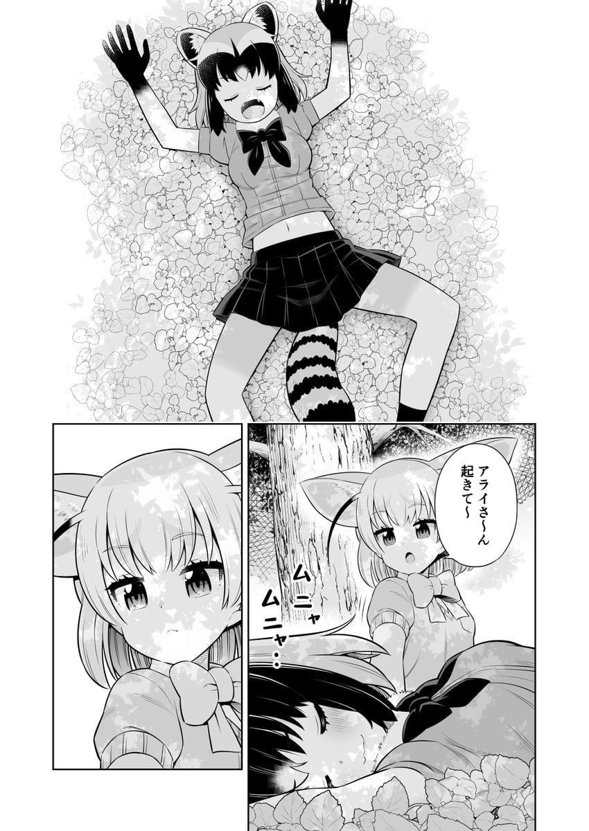 common raccoon and fennec (kemono friends) drawn by nishizawa_shuuji and zawashu