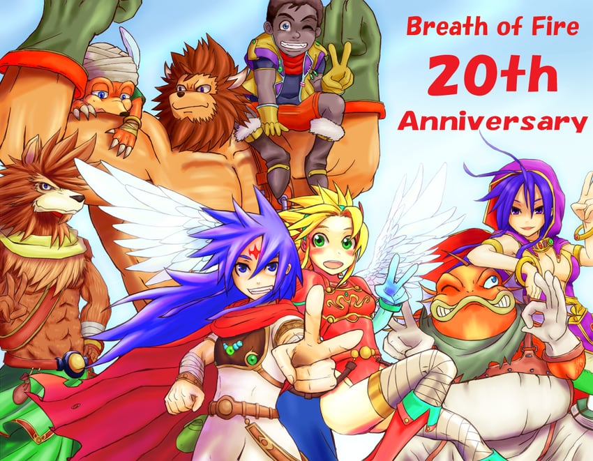 nina, deis, ryu, manillo, gilliam, and 3 more (breath of fire and 1 more) drawn by torisei8