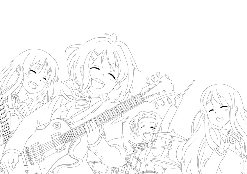 akiyama mio, hirasawa yui, tainaka ritsu, and kotobuki tsumugi (k-on!) drawn by sumii_(fumiki7)