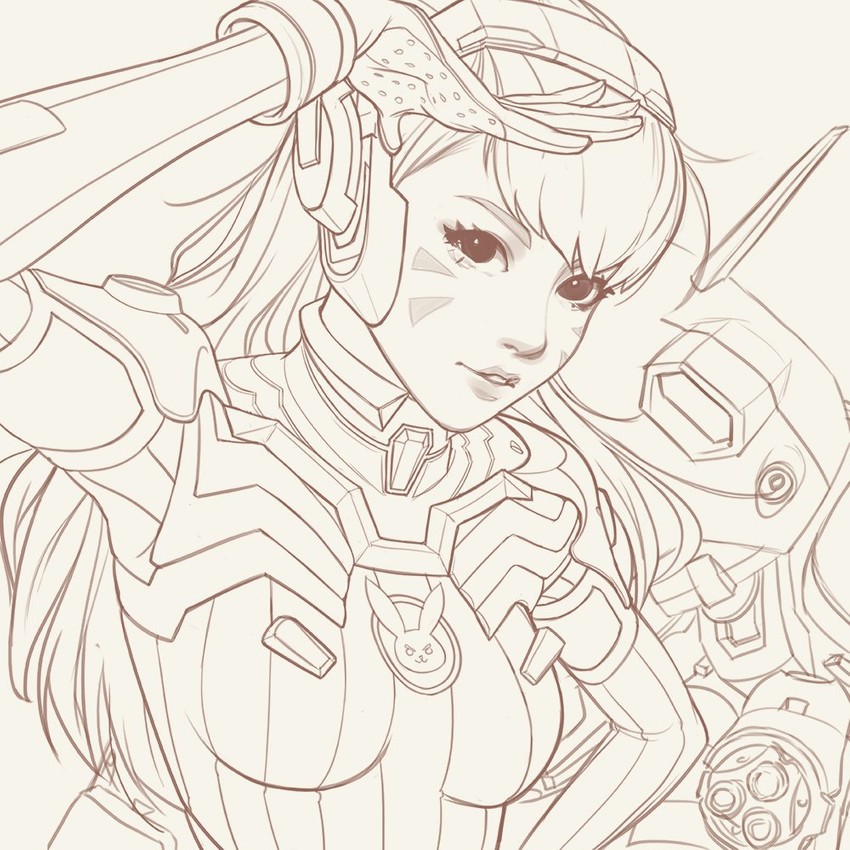 d.va (overwatch and 1 more) drawn by tsuaii