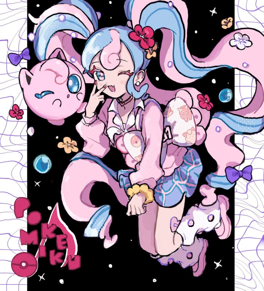 hatsune miku, jigglypuff, and fairy miku (pokemon and 2 more) drawn by moni_(m_oon_ico)