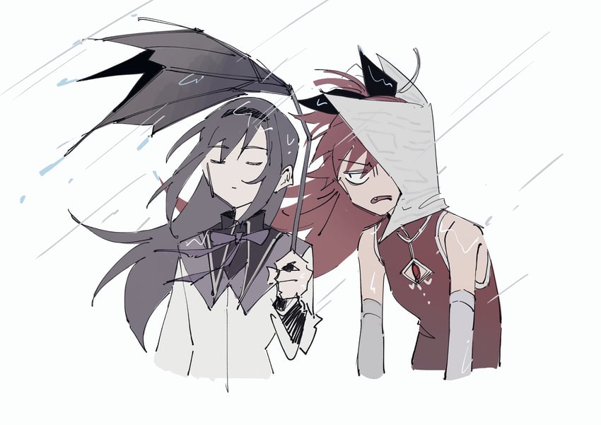 akemi homura and sakura kyoko (mahou shoujo madoka magica) drawn by die_(die0118)