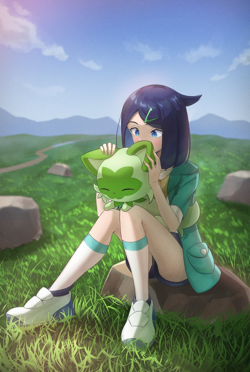 sprigatito and liko (pokemon and 1 more) drawn by ganze_382