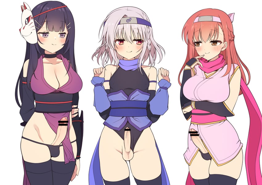 asuka minato, ninja, and yasumi kaede (otome domain and 1 more) drawn by hokuro_ryuuseigun