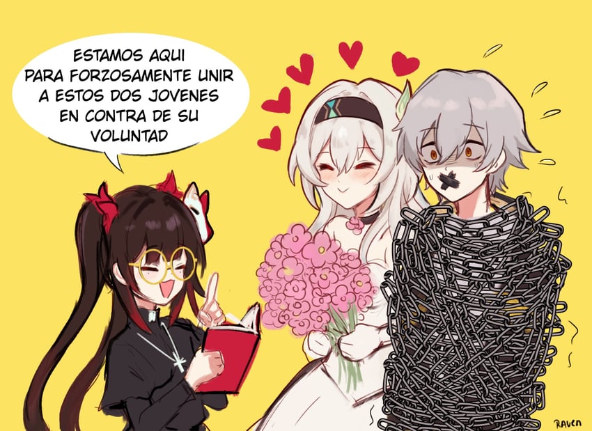 trailblazer, firefly, caelus, and sparkle (honkai and 1 more) drawn by jhenny345