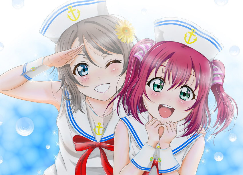 watanabe you and kurosawa ruby (love live! and 1 more) drawn by h.i.t_(59-18-45)