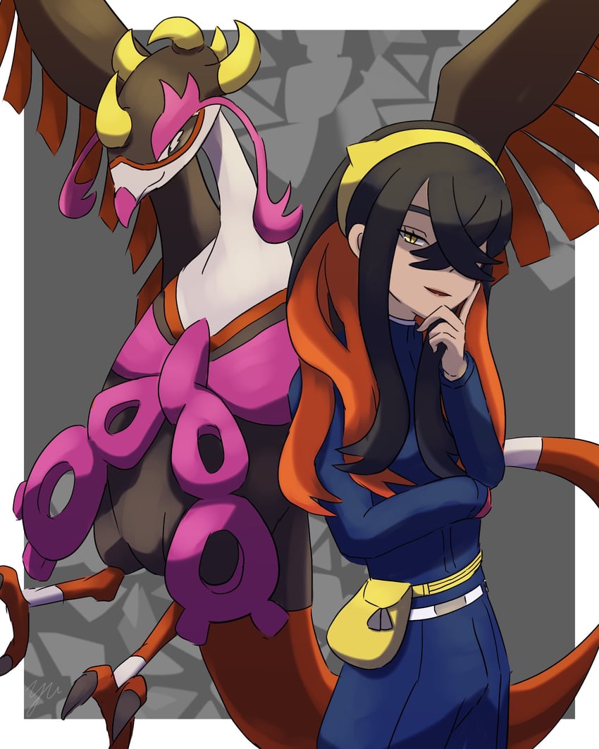 carmine and fezandipiti (pokemon and 1 more) drawn by yu_(pocketsun636)