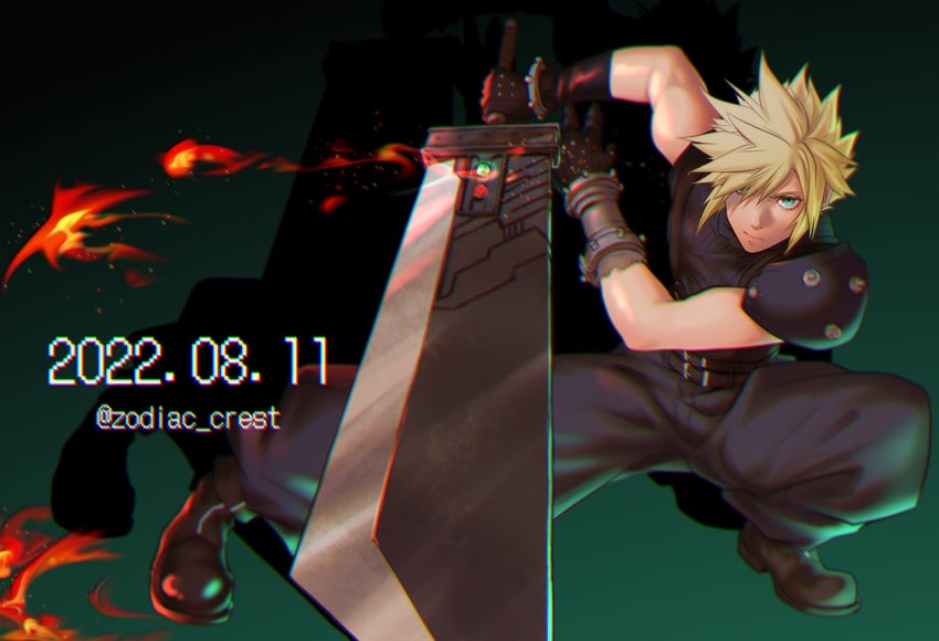 cloud strife (final fantasy and 2 more) drawn by rukashio