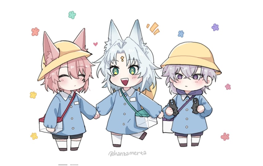 feixiao, jiaoqiu, and moze (honkai and 1 more) drawn by hanzamerta