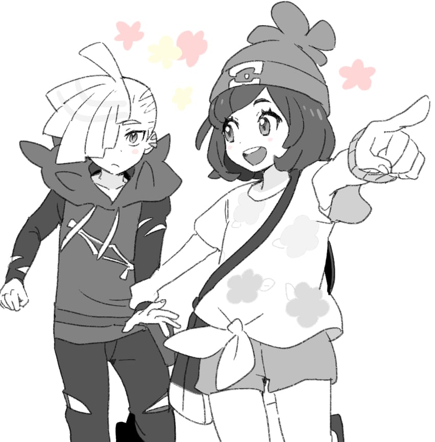 selene and gladion (pokemon and 1 more) drawn by dede_(qwea_00000)