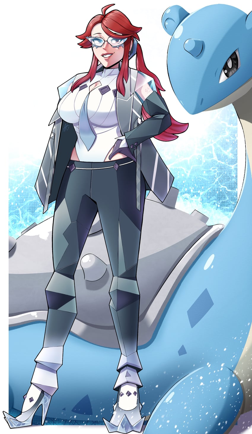 hatsune miku, lapras, lorelei, ice miku, and loch ness monster (pokemon and 2 more) drawn by nrg_98