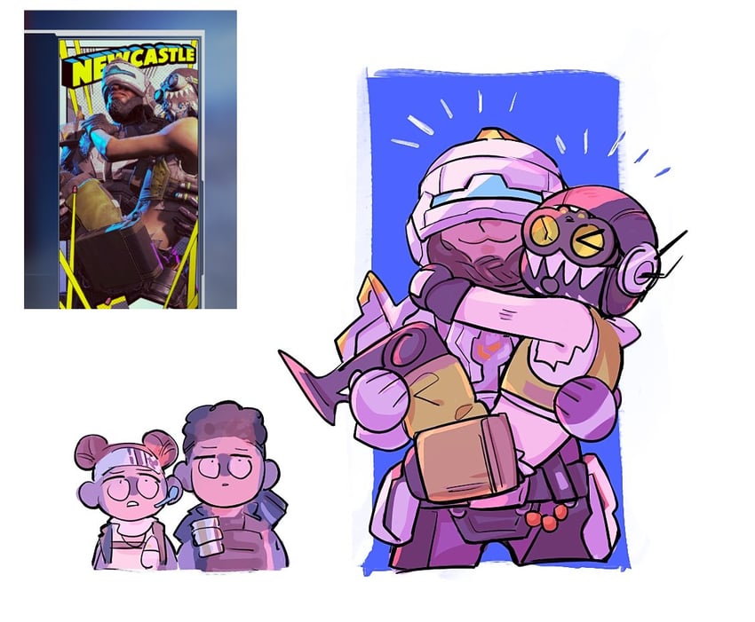 octane, lifeline, bangalore, and newcastle (apex legends) drawn by da_chuang_fang