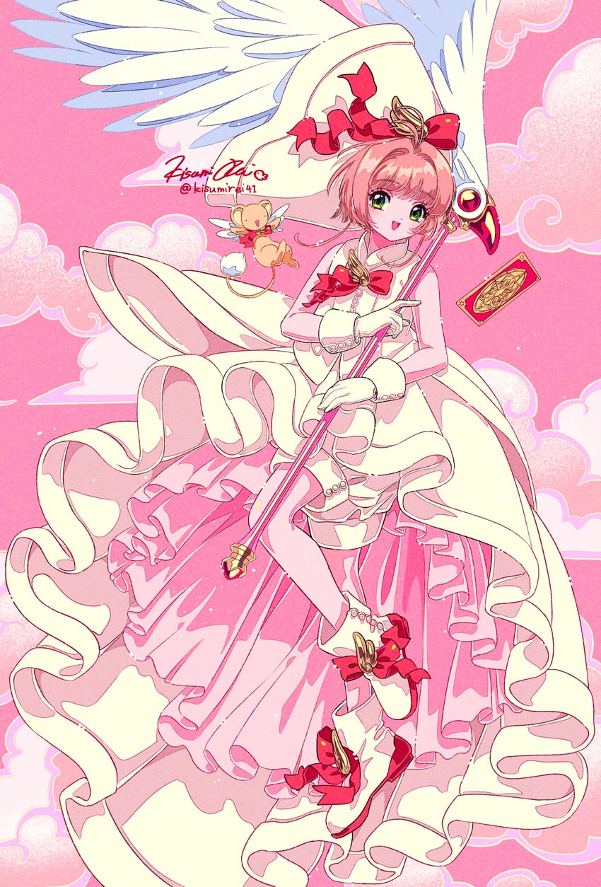 kinomoto sakura and kero (cardcaptor sakura) drawn by kisumi_rei