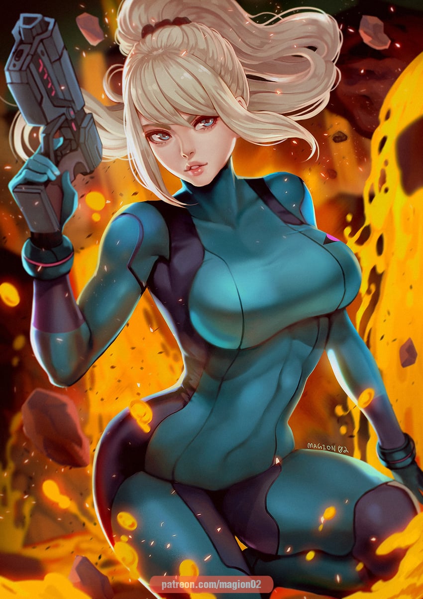 samus aran (metroid) drawn by magion02