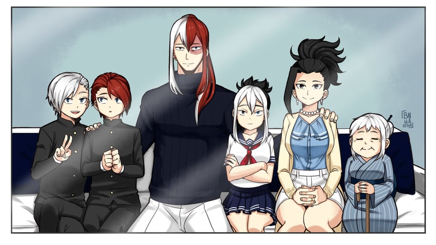 todoroki shoto, yaoyorozu momo, and todoroki rei (boku no hero academia) drawn by bnha-bitch
