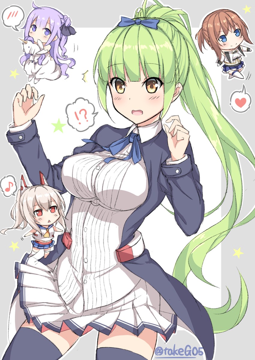 unicorn, ayanami, repulse, and shropshire (azur lane) drawn by t@ke-g