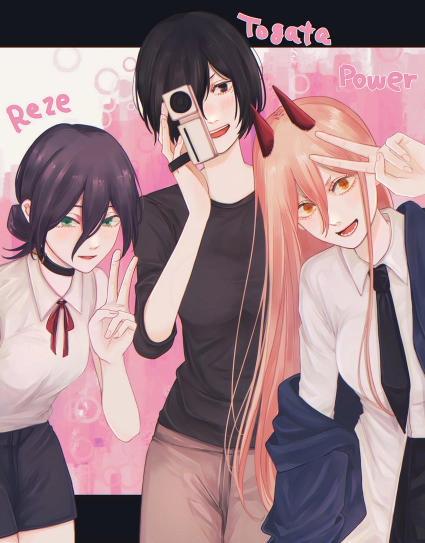 power, reze, and togata (chainsaw man and 1 more) drawn by kotochi_re