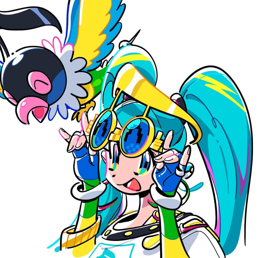 hatsune miku, chatot, and normal miku (pokemon and 2 more) drawn by soondeaguck