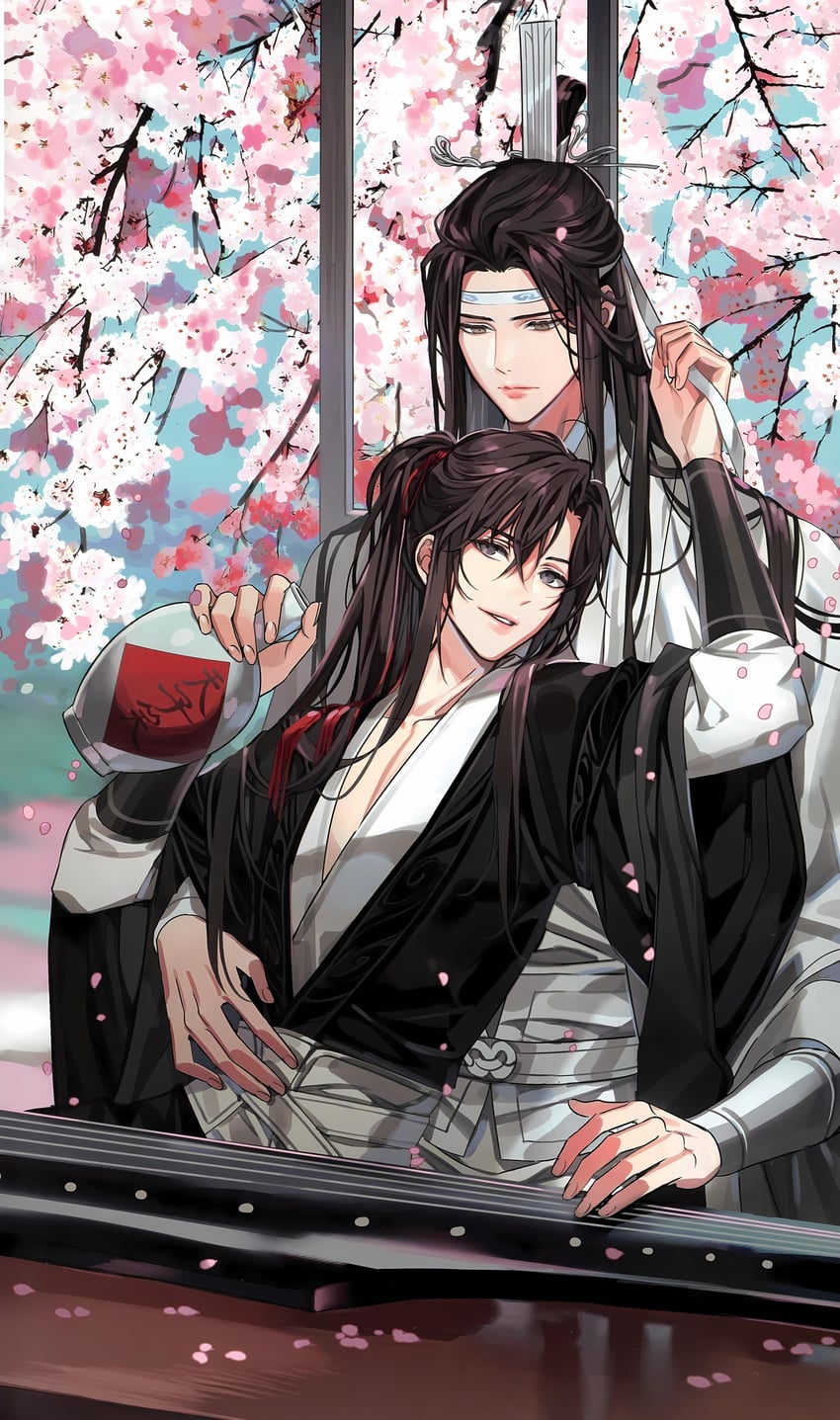 wei wuxian and lan wangji (modao zushi) drawn by gearous