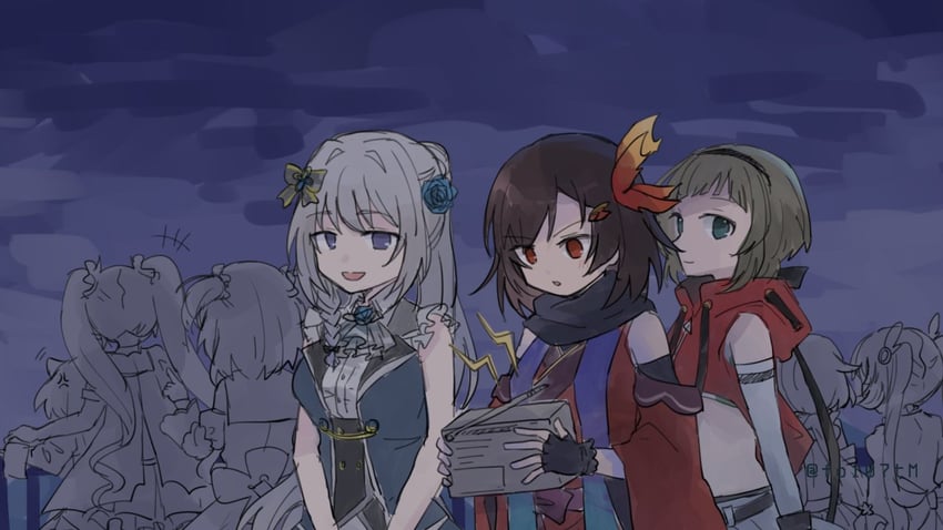 yakumo mitama, ayano rika, miyako hinano, natsu ryoko, suzuka sakuya, and 3 more (mahou shoujo madoka magica and 1 more) drawn by totte