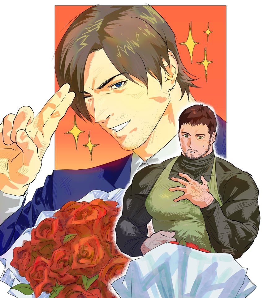 leon s. kennedy and chris redfield (resident evil and 1 more) drawn by 123456dyom