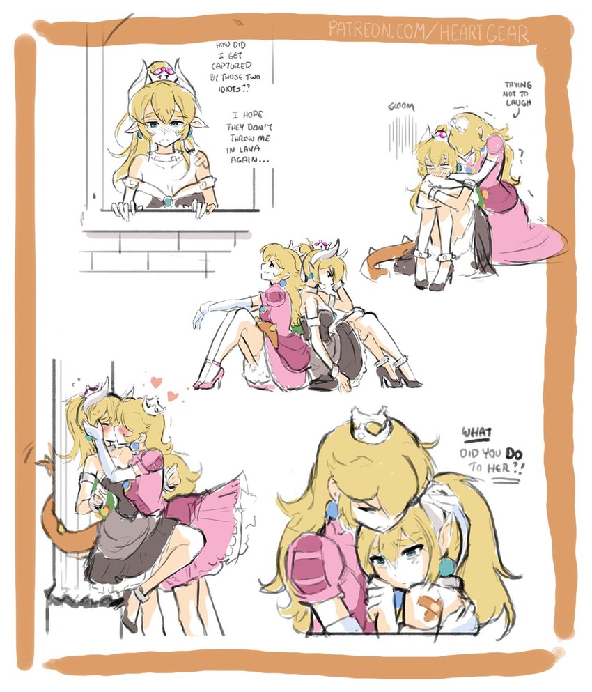 princess peach and bowsette (mario and 1 more) drawn by heartgear