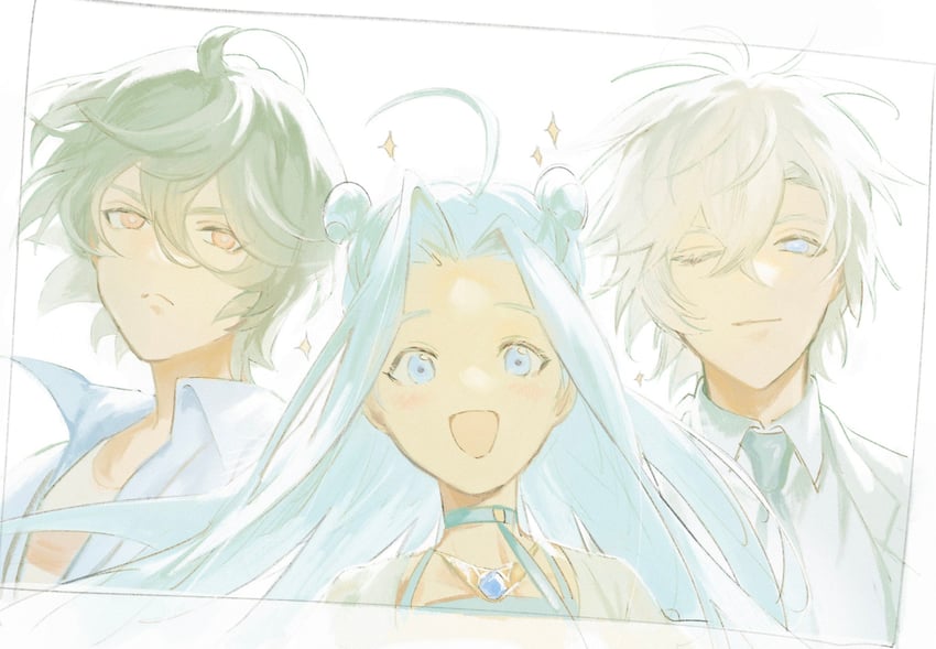 sandalphon, lyria, and lucifer (granblue fantasy) drawn by t_of_game