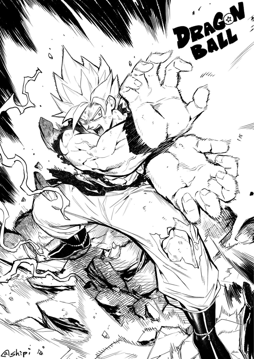 son goku and toriyama akira (dragon ball) drawn by shen_shipi_(agil548g6h6)