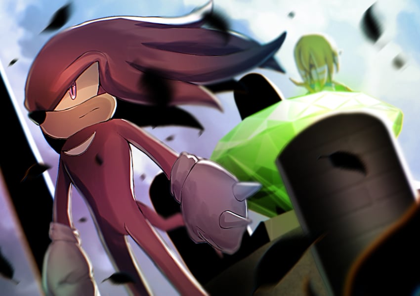 knuckles the echidna and tikal the echidna (sonic and 1 more) drawn by cang_she