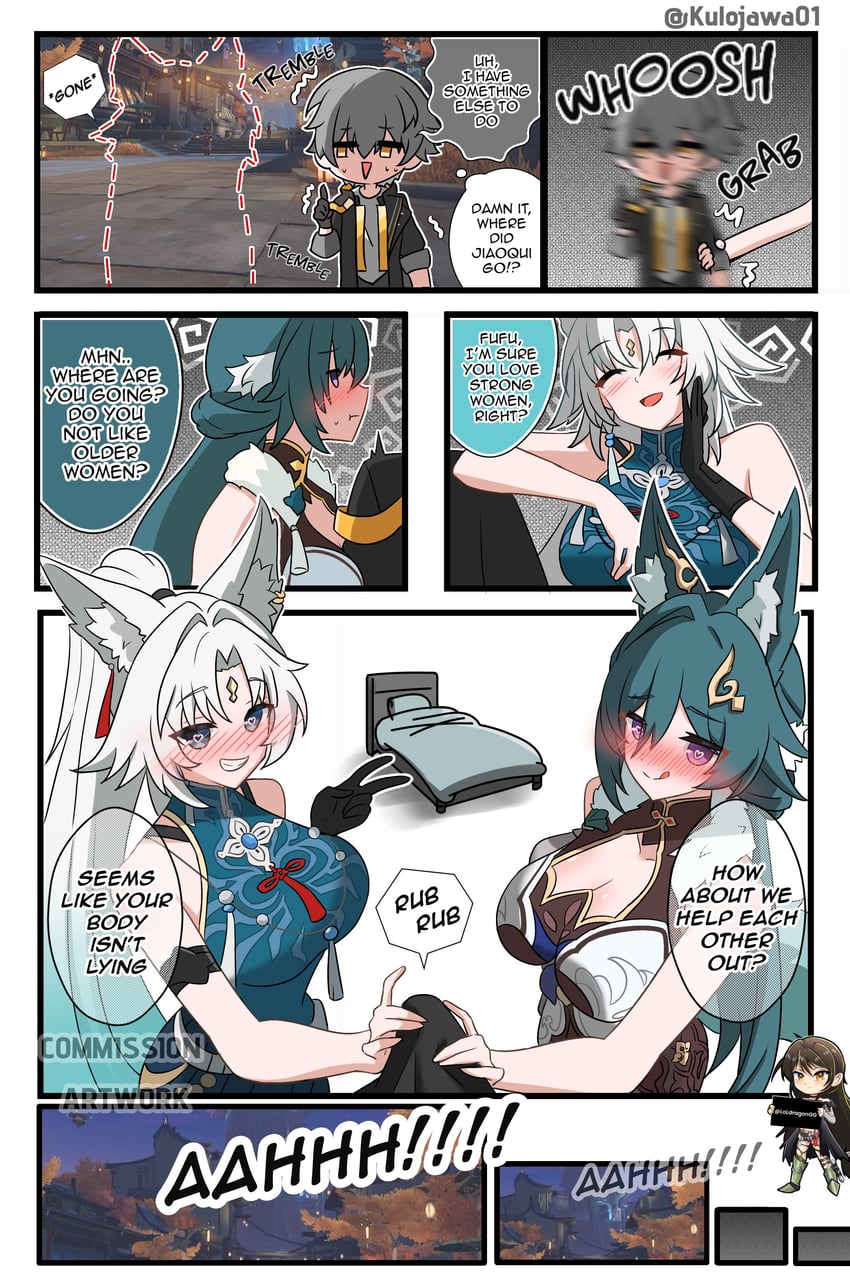trailblazer, caelus, feixiao, and yukong (honkai and 1 more) drawn by kulojawa
