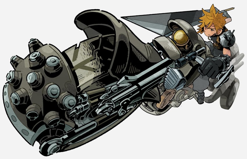 cloud strife (final fantasy and 2 more) drawn by yatgam