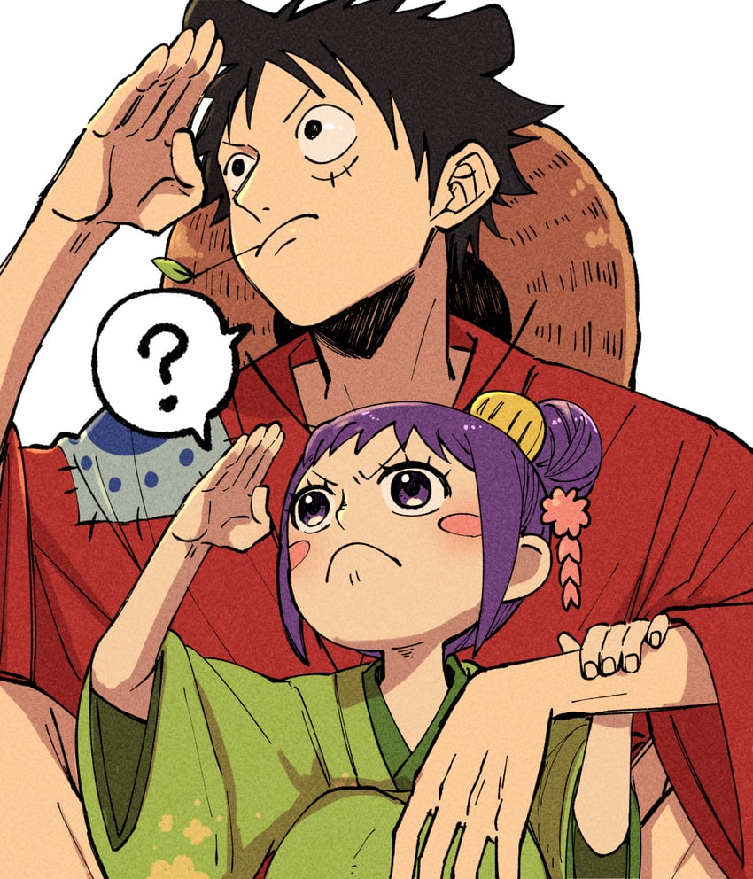 monkey d. luffy and kurozumi tama (one piece) drawn by m_(user_gjgn8588)