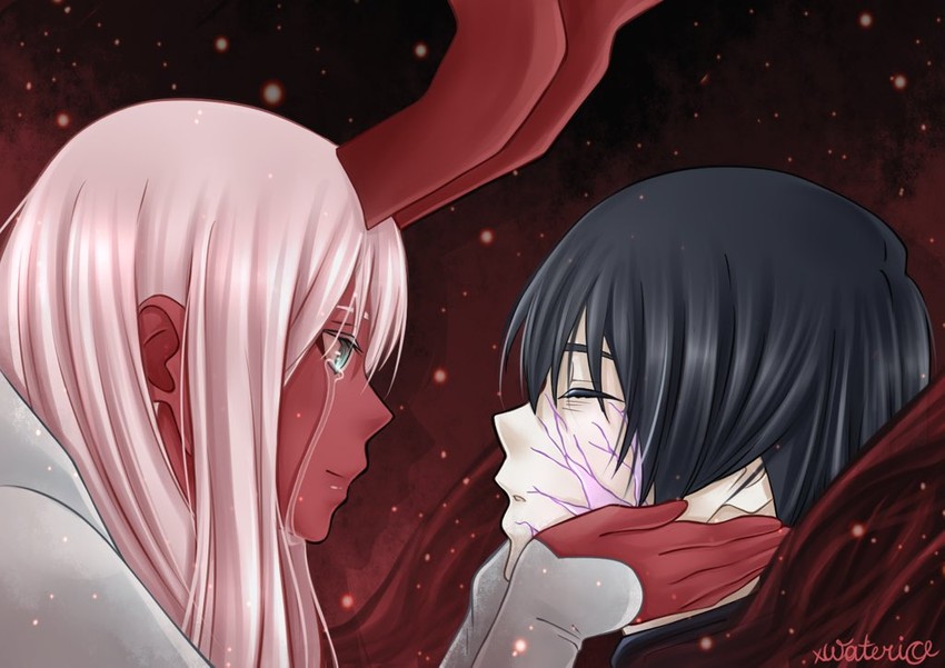 zero two and hiro (darling in the franxx) drawn by xwaterice