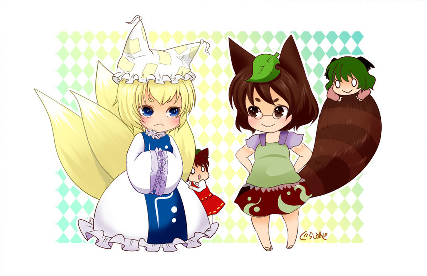 yakumo ran, chen, kasodani kyouko, and futatsuiwa mamizou (touhou) drawn by gurashimeji