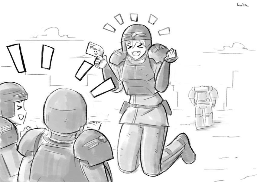 adeptus astartes and astra militarum (warhammer 40k) drawn by lutherniel