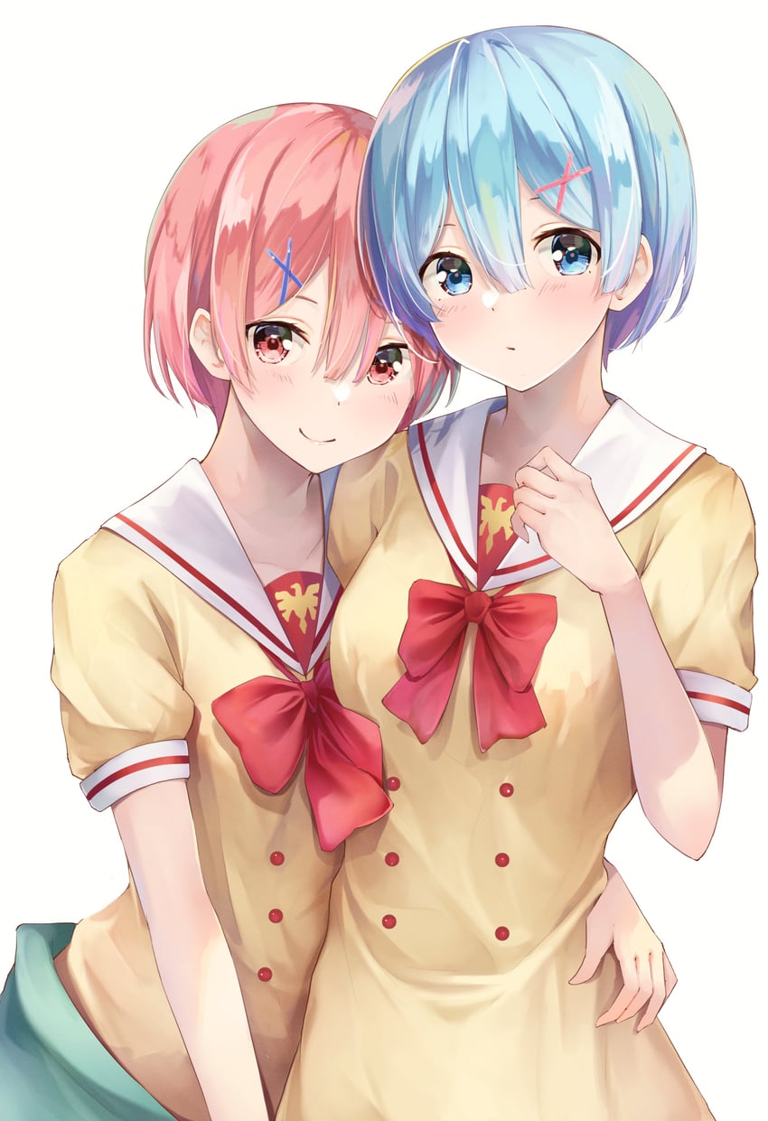 rem and ram (re:zero kara hajimeru isekai seikatsu) drawn by yuunamida_uyu
