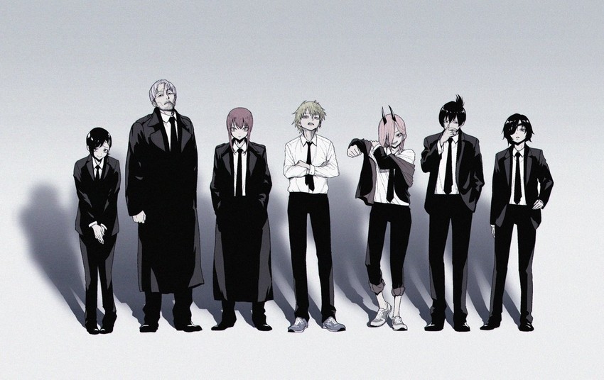 makima, power, denji, higashiyama kobeni, hayakawa aki, and 2 more (chainsaw man) drawn by tocky