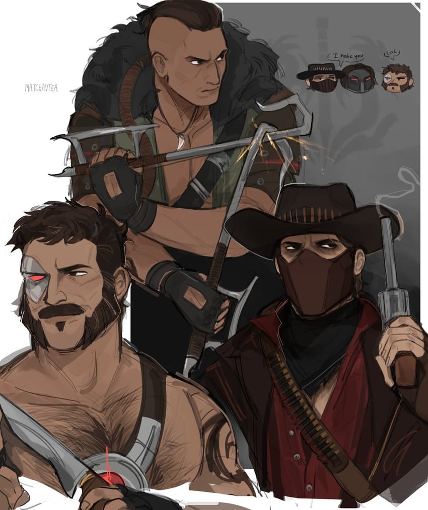 kano, erron black, and kabal (mortal kombat and 2 more) drawn by ven_(matchavtea)