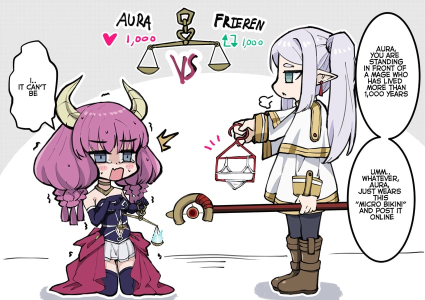 frieren and aura (sousou no frieren) drawn by nakatokung