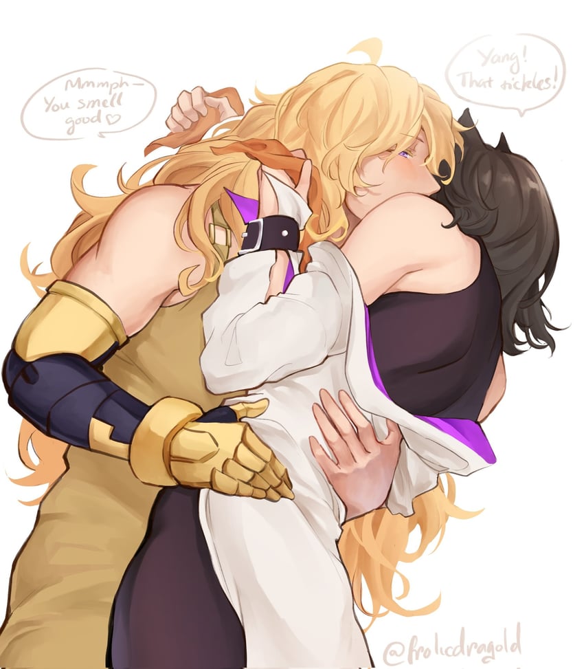 yang xiao long and blake belladonna (rwby) drawn by frolicdragold