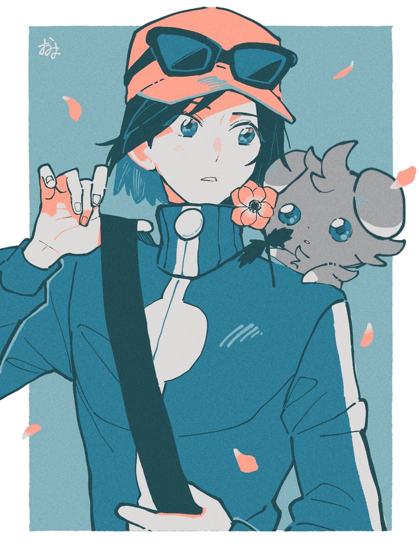 calem and espurr (pokemon and 1 more) drawn by omyo_(myomyomyo22)