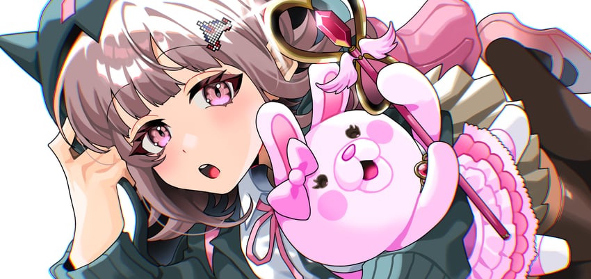 nanami chiaki and monomi (danganronpa and 2 more) drawn by maitakepasuta