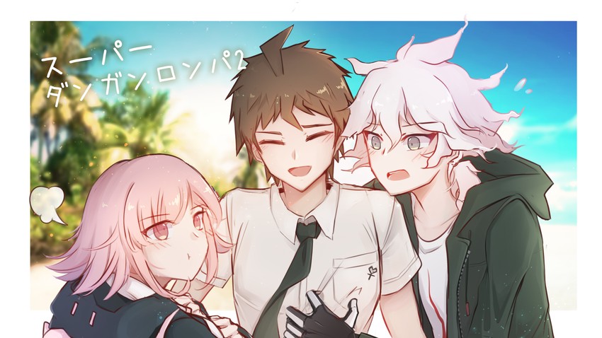 nanami chiaki, komaeda nagito, and hinata hajime (danganronpa and 1 more) drawn by san_tu_(shamrock)