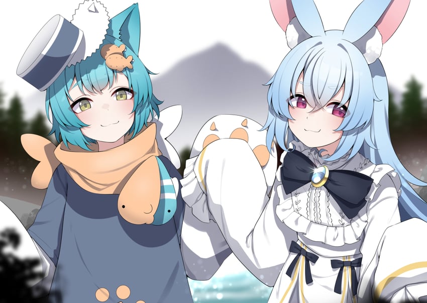 nanobites and krumroll (indie virtual youtuber) drawn by valefal_coneri